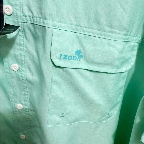 IZOD Saltwater Mint Green Button-Down Fishing Shirt Men’s 3XL NWT Lightweight - Picture 3 of 10